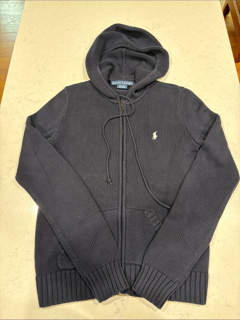 Ralph Lauren Navy Knit Zip Hoodie Sweater
